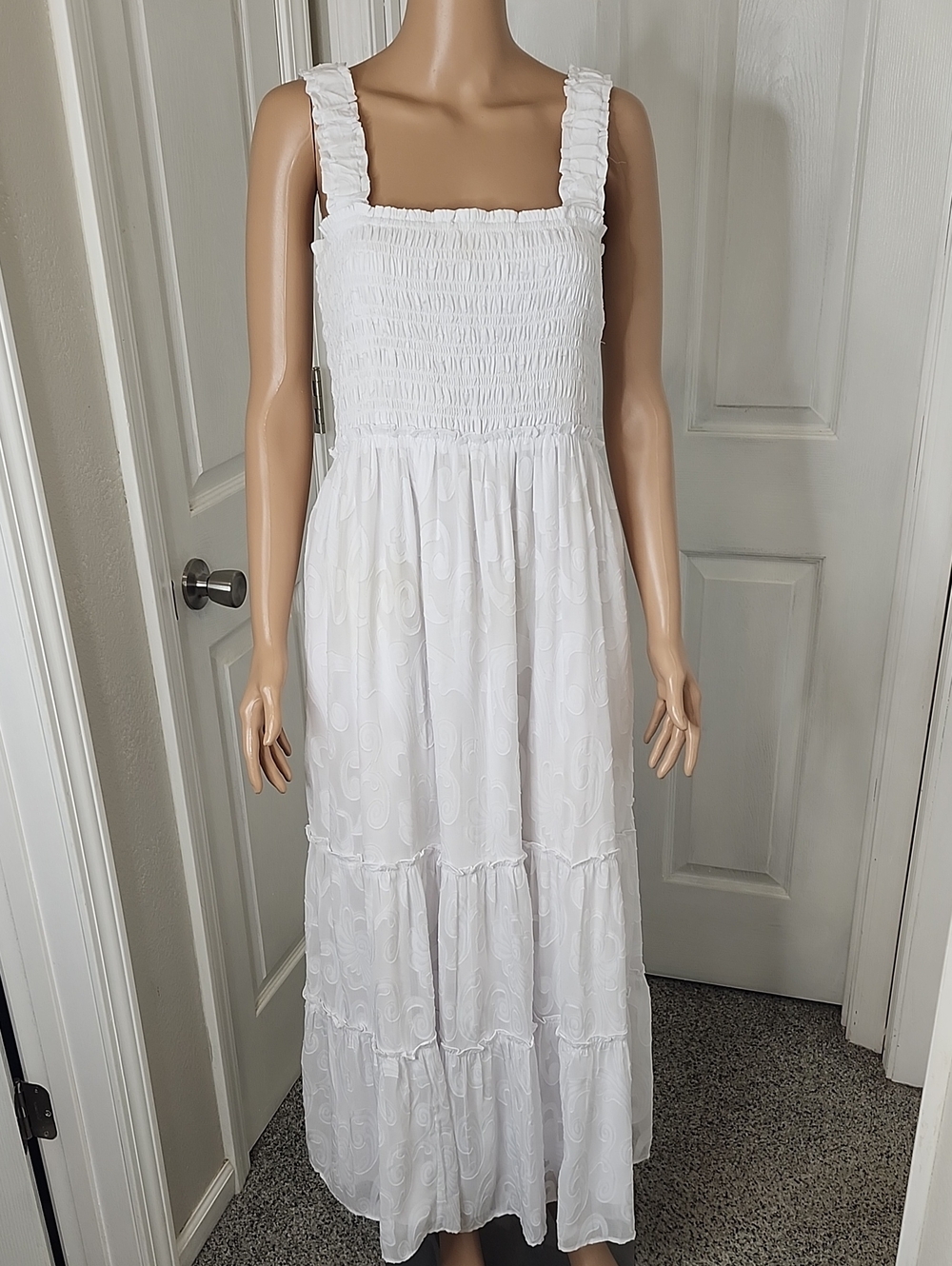 New Lilly Pulitzer White Smocked Tiered Sleeveless Maxi Summer Dress